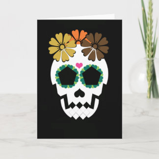 Carte Crâne avec les fleurs Hued d'automne