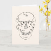 Carte Crâne avec os - Étiquetés (Fleur jaune)