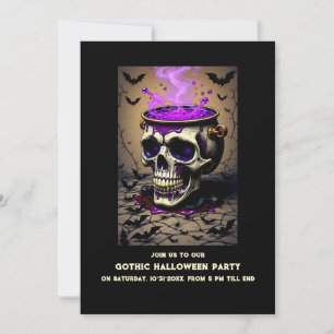 Carte Crâne Cauldron sombre hantée Gothique Halloween Pa
