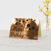 Carte Crâne d'anniversaire d'Halloween (Fleur jaune)