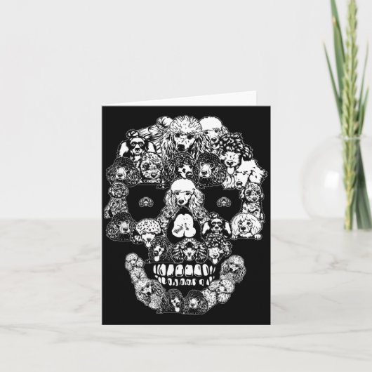 Carte Crâne de caniche drôle Squelette de chien Hallowee (Devant)