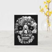 Carte Crâne de caniche drôle Squelette de chien Hallowee (Fleur jaune)