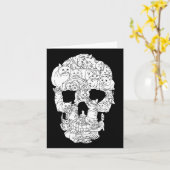 Carte Crâne de chat Kitty Skeleton Halloween Goth Punk E (Fleur jaune)