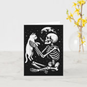 Carte Crâne de chat squelette Kitty Gothique mignon Hall (Fleur jaune)