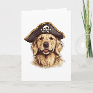 Carte Crâne de chien Retriever doré pirate