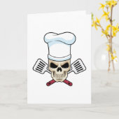 Carte Crâne de cuisinier avec toque de cuisinier (Fleur jaune)