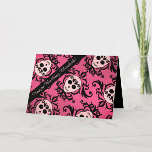 Carte Crâne de fille Anniversaire