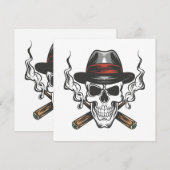 Carte Crâne de gangster avec casquette fedora (Devant / Derrière)