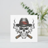Carte Crâne de gangster avec casquette fedora (Debout devant)