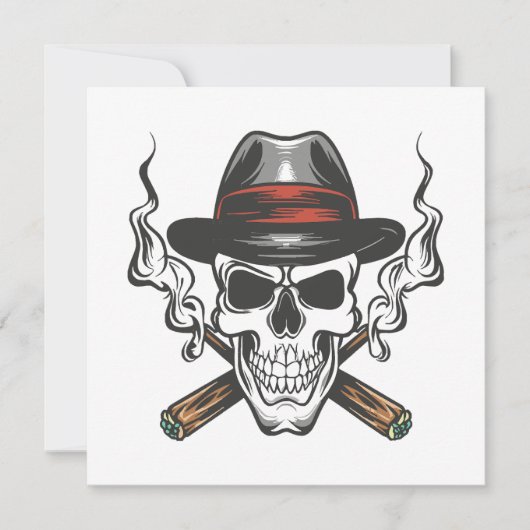 Carte Crâne de gangster avec casquette fedora (Devant)