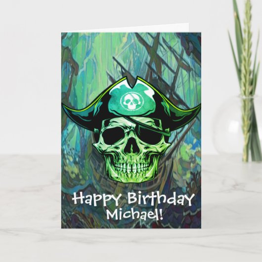 Carte Crâne de Pirate Capitaine Os Croisés Navire Fantôm (Devant)