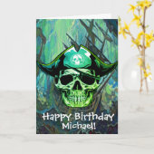Carte Crâne de Pirate Capitaine Os Croisés Navire Fantôm (Fleur jaune)