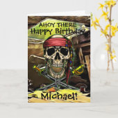 Carte Crâne de Pirate Unique pour Anniversaire (Fleur jaune)