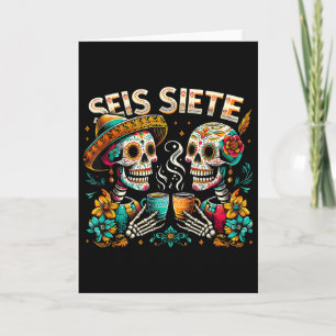 Carte Crâne de Sucre Café Fiesta Jour Mexicain Seis Siet