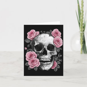 Carte Crâne de sucre floral Rose Fleur d'anniversaire Sq