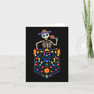 Carte Crâne de sucre mignon Squelette en poche Cinco mex