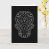 Carte Crâne de sucre noir complexe (Fleur jaune)
