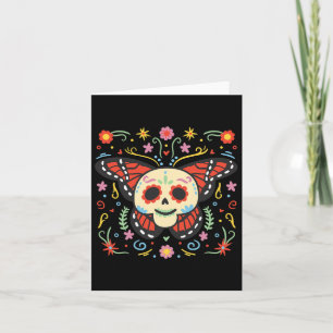 Carte Crâne de sucre papillon monarque Jour des morts Dí
