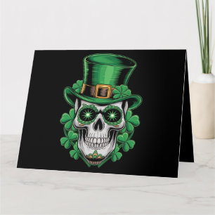 Carte Crâne de Sucre Saint Patrick Jour Chanceux Trèfle