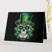 Carte Crâne de Sucre St Patrick Day Trèfle Chanceux  (Fleur jaune)