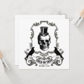 Carte Crâne d'Halloween Vintage moderne (Devant/Arrière en situation)