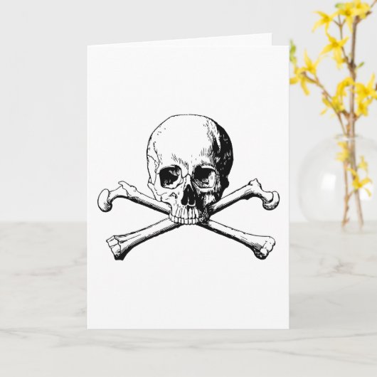 Carte Crâne d'os croisés (Fleur jaune)