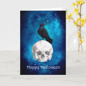 Carte Crâne effrayant Corbeau Joy Halloween (Fleur jaune)