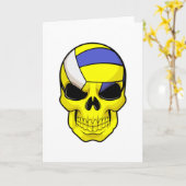 Carte Crâne en joueur de volley avec ballon de volley (Fleur jaune)