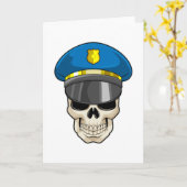 Carte Crâne en policier avec un chapeau de policier (Fleur jaune)