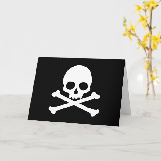 Carte Crâne et os croisés simples (Fleur jaune)