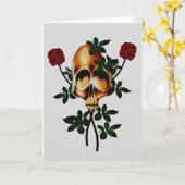 Carte Crâne et roses (Fleur jaune)