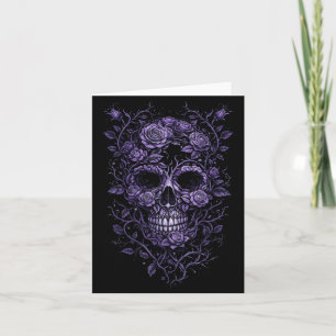 Carte Crâne Floral Violet Fille Gothique Gothique Sombre
