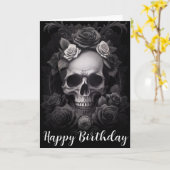 Carte Crâne gothique foncé et murale Rose (Fleur jaune)