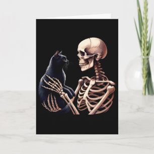 Carte Crâne graphique squelette drôle jouant avec un cha