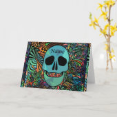 Carte Crâne Hippie Halloween Thunder_Cove (Fleur jaune)