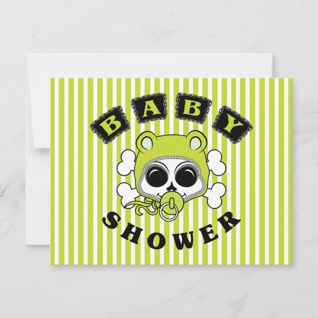 Carte Crâne mignon pour bébé - Vert citron (Devant)