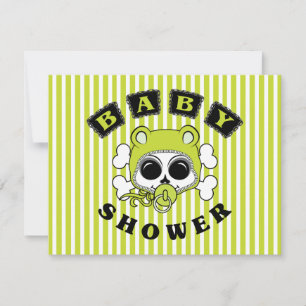 Carte Crâne mignon pour bébé - Vert citron