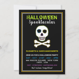 Carte Crâne & Os, Soirée Néon Halloween