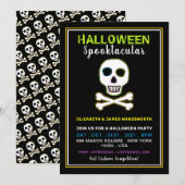 Carte Crâne & Os, Soirée Néon Halloween (Devant / Derrière)