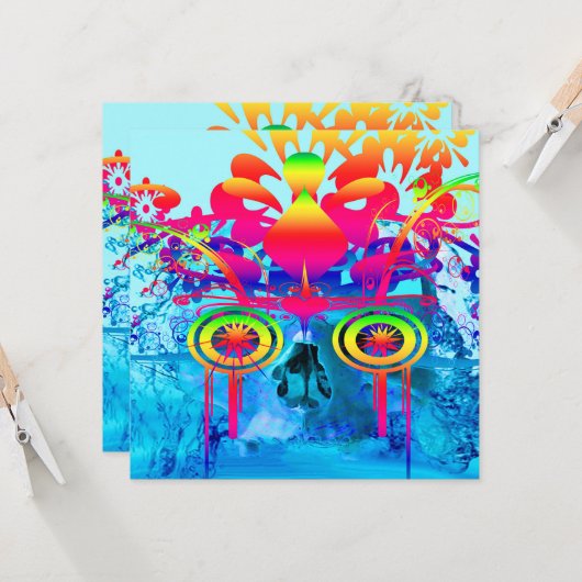 Carte Crâne psychédélique (Devant/Arrière en situation)