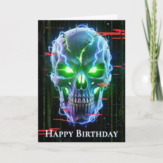 Carte Crâne rayonnant de la fureur du néon (Devant)