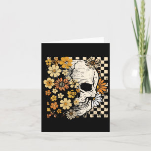 Carte Crâne Rétro Squelette Floral Automne Halloween Eff