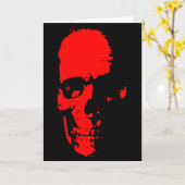Carte Crâne rouge et noir (Fleur jaune)