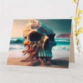 Carte Crâne sur la plage (Fleur jaune)