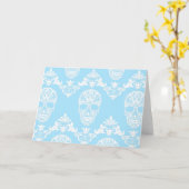 Carte crâne victorien bleu (Fleur jaune)