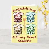 Carte Crânes culinaires de chef de diplômé d'école (Fleur jaune)