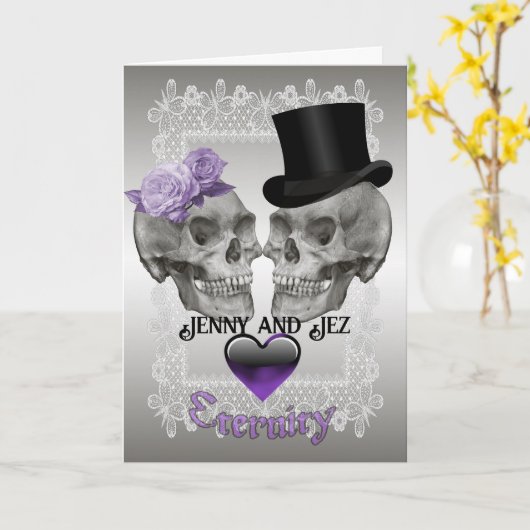 Carte Crânes de la Saint-Valentin (Fleur jaune)