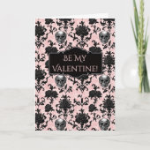 Carte Crânes et roses gothiques roses et noirs (Devant)