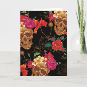 Carte crânes floraux