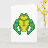Carte Crapaud en culturiste avec de gros muscles (Fleur jaune)